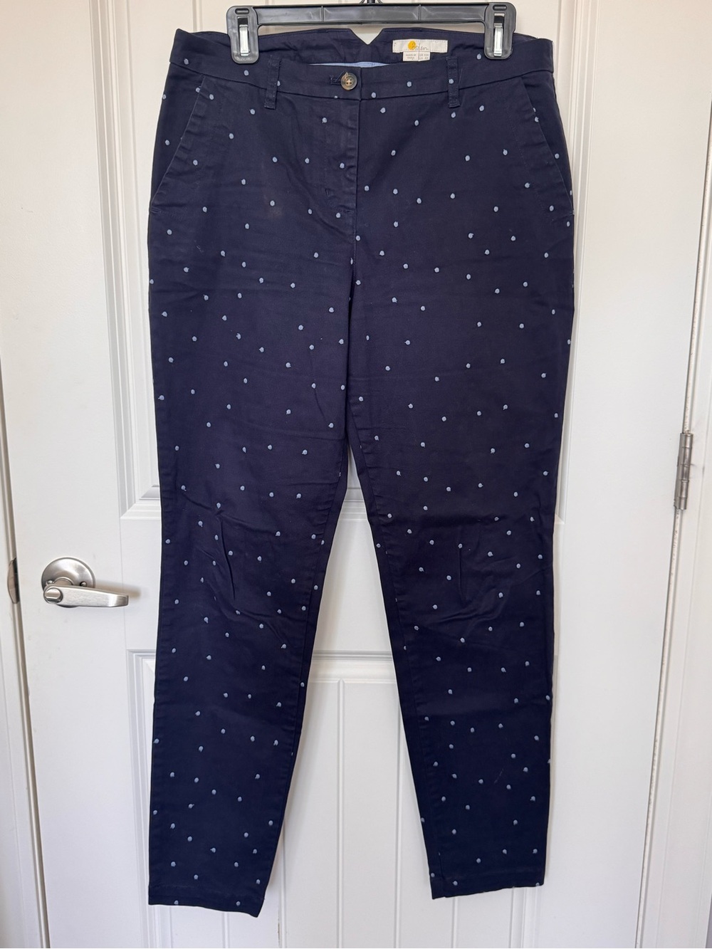 Boden Navy Polka Dot Ankle Pants Womens US 8R Slim Fit